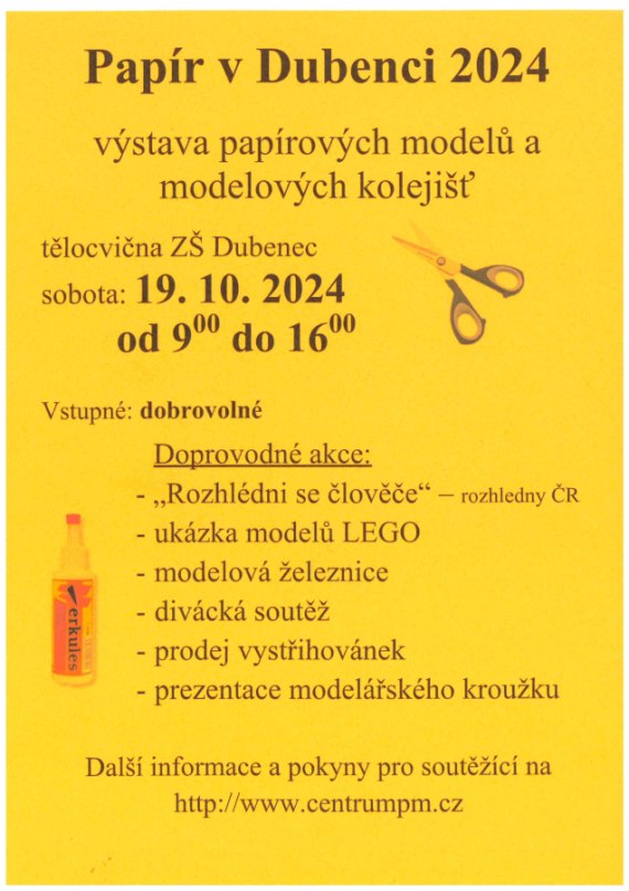 Výstava papírových modelů a modelových kolejišť / 19.10.2024 / ZŠ Dubenec