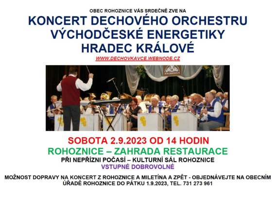 Koncert dechového orchestru VČE Hradec Králové 02.09.2023 - Obecní úřad Rohoznice